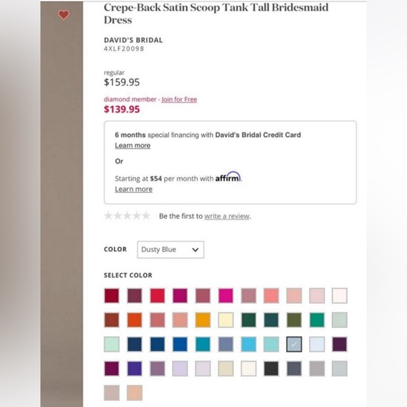 crepe-back satin scoop tank bridesmaid dress - Picture 2 of 2